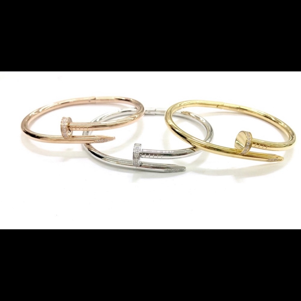 Stainless Steel CZs NAIL HEAD BANGLE BRACELET